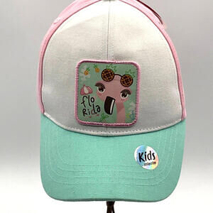 NWT Robin Ruth Flo Rida Girls Pink, White, Green Adjustable Baseball Cap